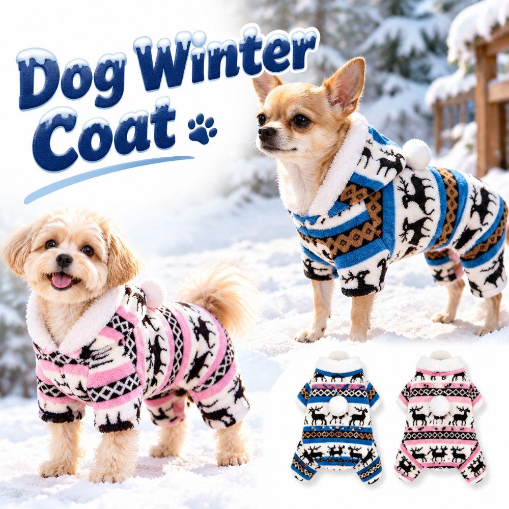Windproof Dog Winter Coat Warm Thickened Pet Four-Legged Jumpsuit Dog Hoodie Costume Small Dogs