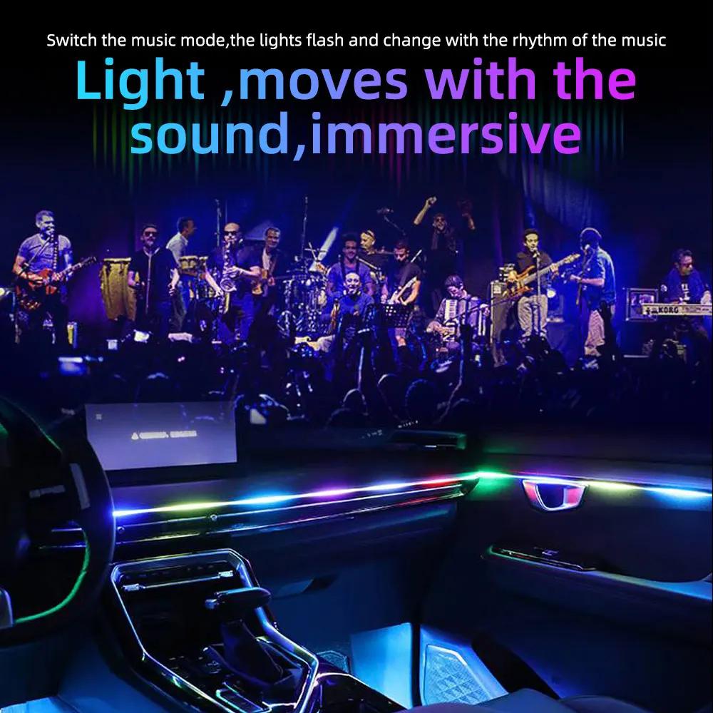 Car Ambient Lights 10 in 1 Footwell Universal RGB Atmosphere Lamps USB APP Remote Cigar Lighter for Tesla Model 3 Y S X