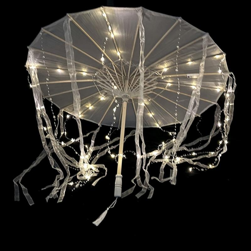 

Foldable Silk Tassels Umbrella Soft LED Light Perfect For Night Photography Traditional Ceremonies 1