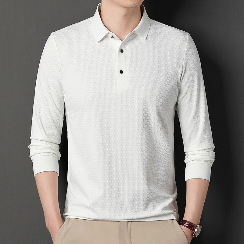 

Платье мужское деловое повседневное жаккардовое однотонное платье с лацканами и длинными рукавами, прямая рубашка-поло 4XL