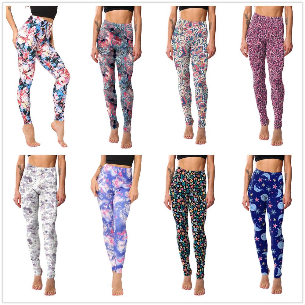 Floral Leggings High Waist Paisley Printed Legging For Women Highly Stretchable Fitness Tights Yoga Pants Workout Sportswear