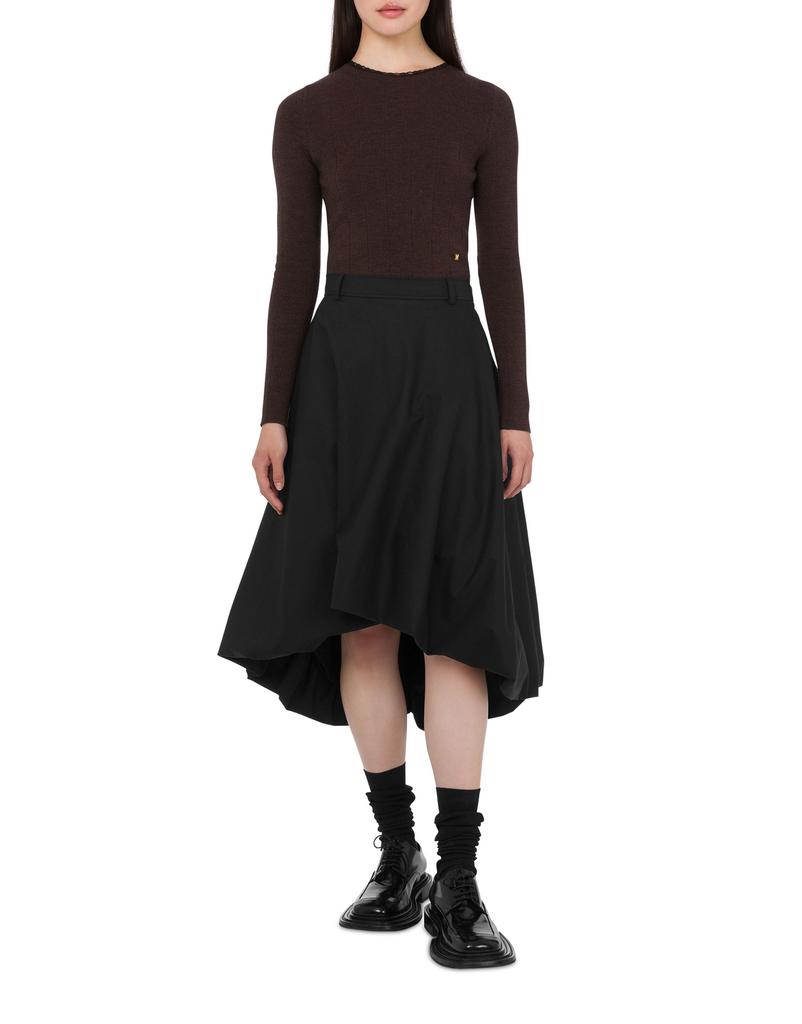 Moschino Asymmetrical Pumpkin Flare Cotton Midi Skirt