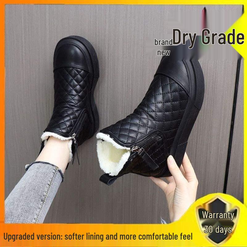 Cizme de zăpadă impermeabile pentru femei, extra groase, 2025 iarnă lână, talpă moale antiderapantă, cizme Martin călduroase din bumbac.