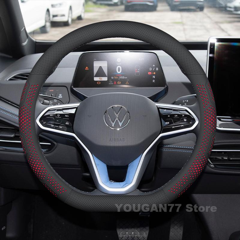 

Leather Car Steering Wheel Cover For Volkswagen id3 id4 Crozz id.4 id7 2025 2021-2024 Non-slip Auto interior Accessories 2025