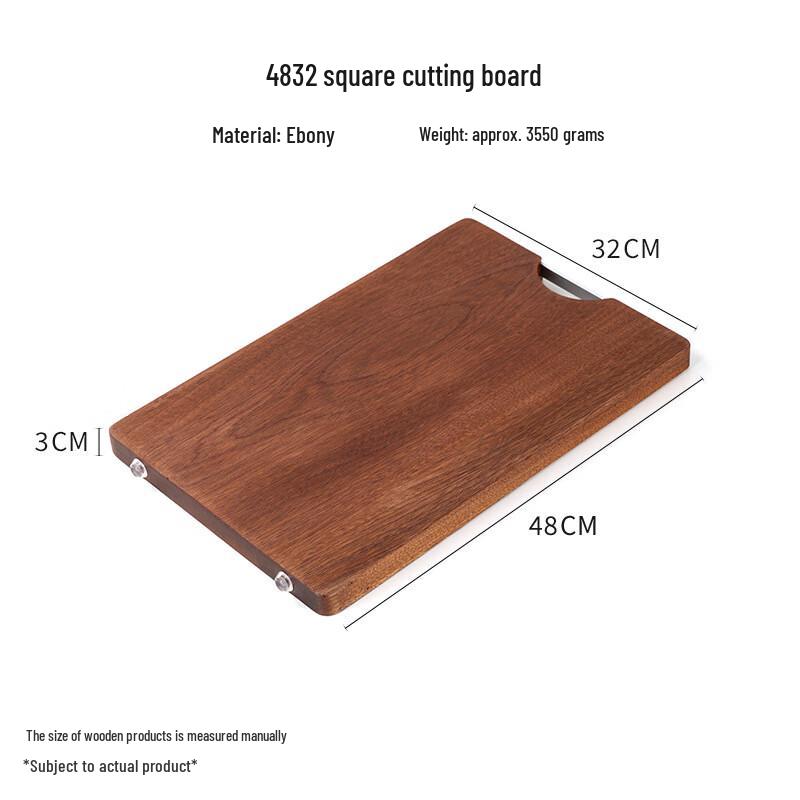 Ebony Wood Double-Sided Rectangular Cutting Board and Serving Tray 48x32x3cm