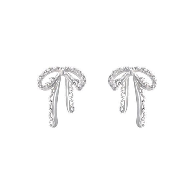 Elegant Sweet Lace Bow Stud Earrings: Fashionable, Versatile Jewelry for Women