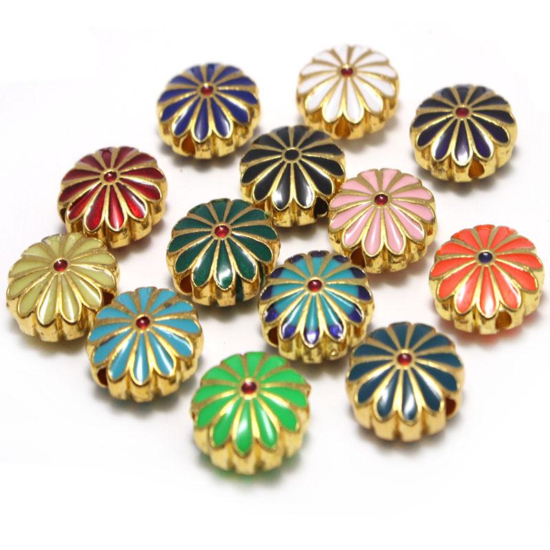 10pcs Copper Metal Drop Oil Flower Spacer Beads Charm for Jewelry Making Beads Accessories fit Earrings Bracelet DIY Accessories