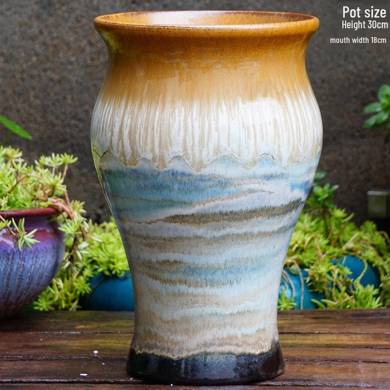 Coarse Ceramic Succulent Pot with Orchid Design – Old Tree Jade Pendant Style