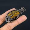 Tree Of Life Tiger Eye Pendant, Handmade Gemstone 999 Copper Wire Wrapped Pendant Antique Jewelry, For Gift Silver Jewelry