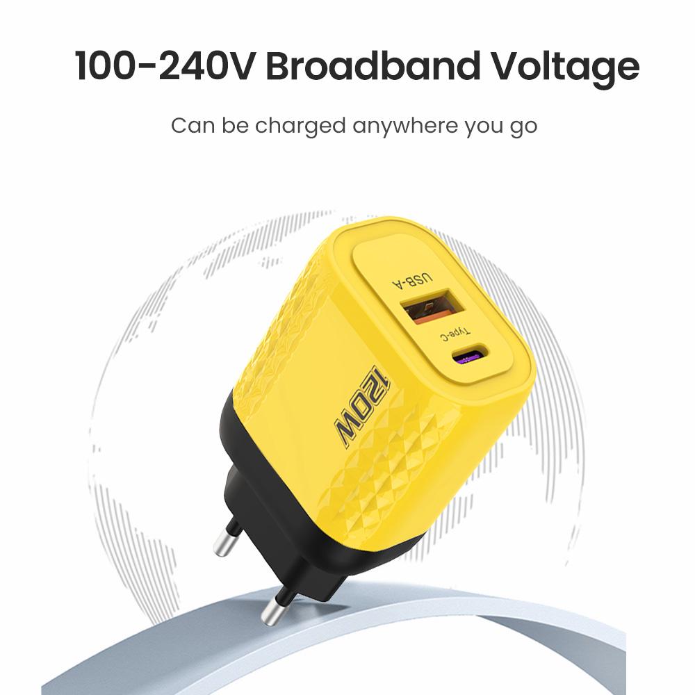 2 porty 120W rychlé nabíjení USB typ C nabíječka PD QC 3.0 USB C nabíječka EU/US/UK zástrčka adaptér pro iphone Xiaomi Samsung