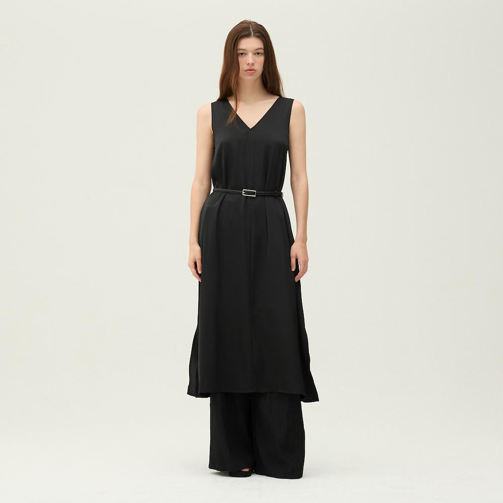 Ibiem Back Strap V-Neck Drape Long Dress Emq5Wop070