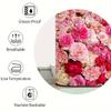 Vibrant Pink Roses Print Waterproof Shower Curtain For Bathroom, Luxurious Floral Design High-End Toilet Partition Curtain