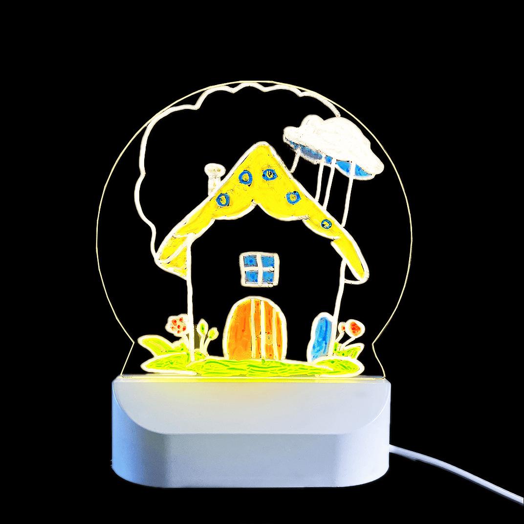 

Erasable LED Luminous Graffiti Board for Kids - DIY Hand-Painted Transparent Drawing Light 1 White Pen