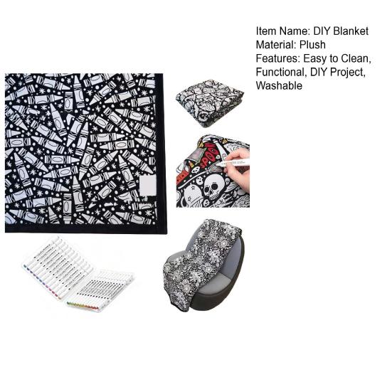 DIY Fargeleggingspledd 50" x 60" Sofapledd Vaskbart Fargelegg Ditt Eget Pledd Kunstprosjekt for Hjemmeinnredning Feriegaver Festaktivitet