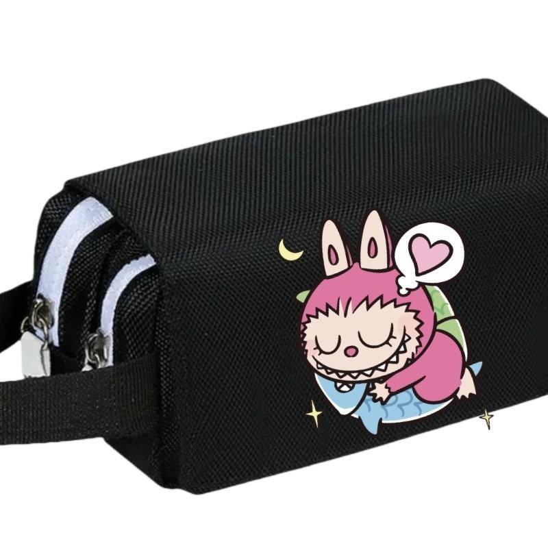 New Large-capacity Double-layer Handheld Pencil Bag for Primary and Secondary School Students