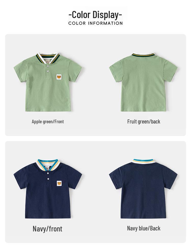 Cartoon Cotton Short Sleeve Polo Shirt for Toddler Boys - Summer Stand Collar T-Shirt