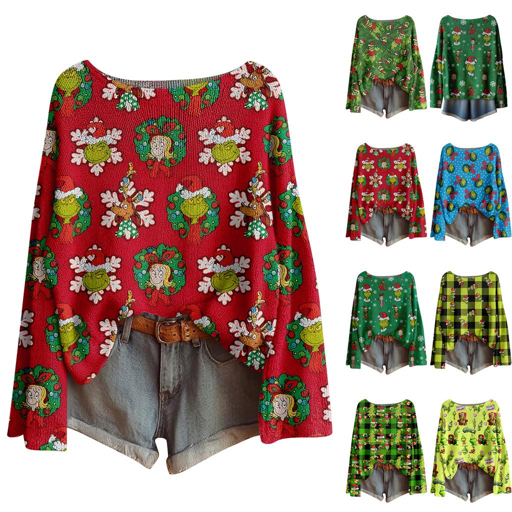 Women's Fashion Long Sleeve Christmas Snowman Snowflake Print Jacket Cardigan