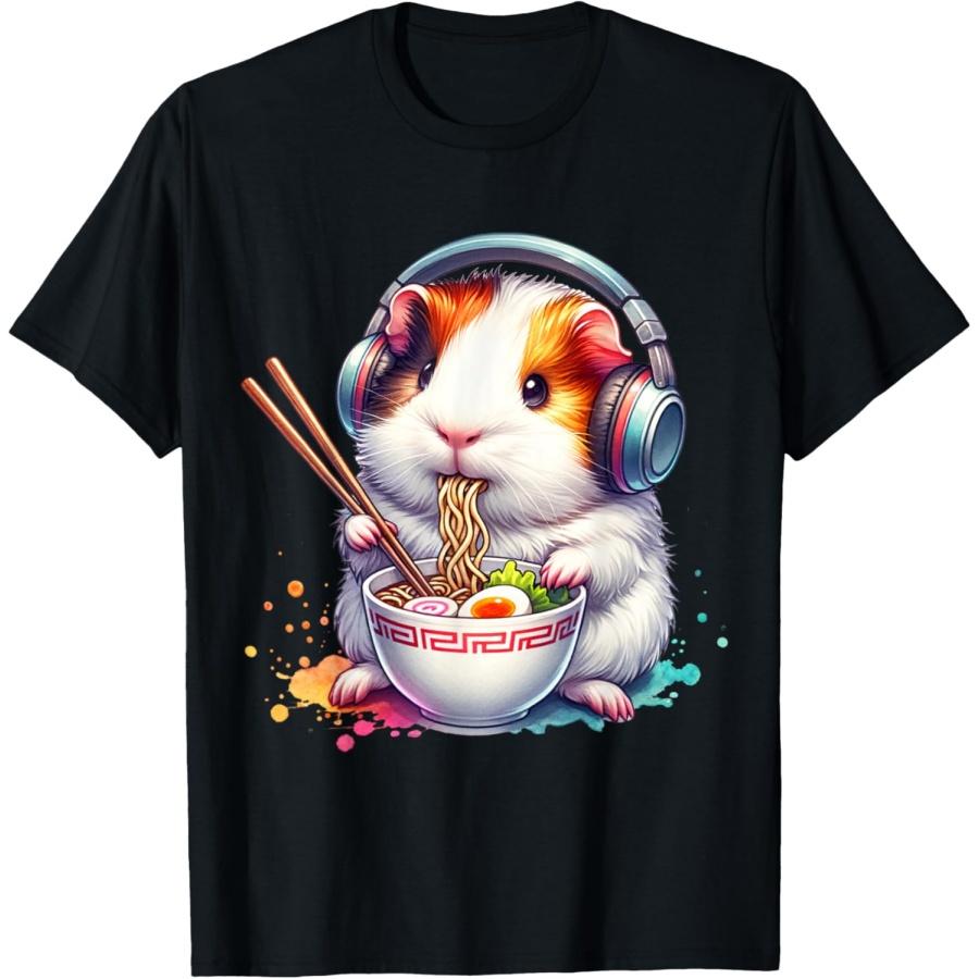 Funny Guinea Pig Listening To Music And Eating Ramen S