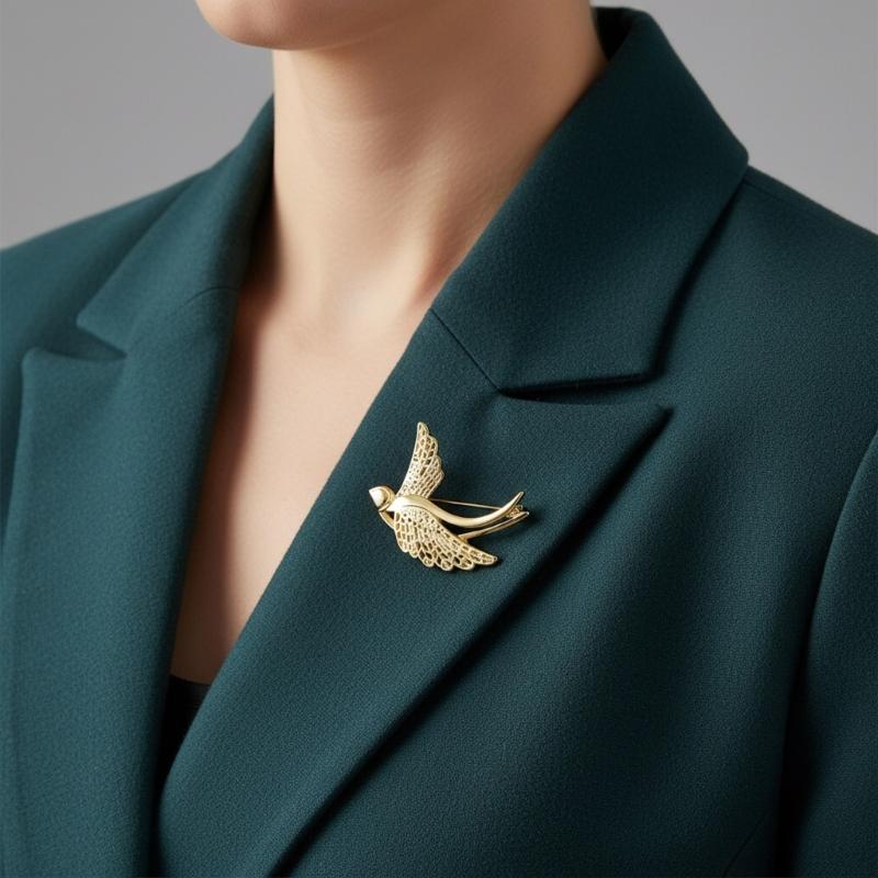 Contemporary Swallow Brooch Lightweight Alloy Jewelry With Polished Texture Gift For Birthdays Anniversaries Event