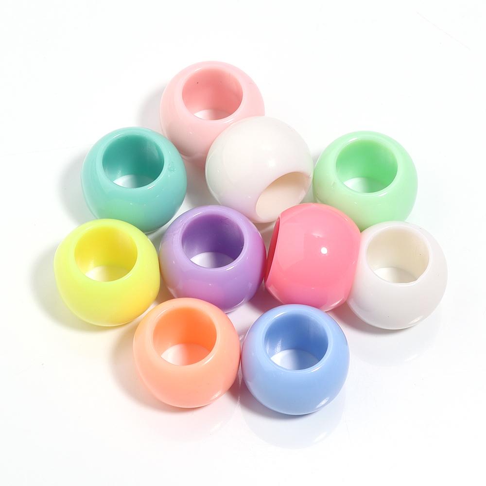 10-200pcs Acrylic Big Hole Beads Candy Color Round Loose Beads for DIY Jewelry Making Bracelets Necklace Keychain Accessories
