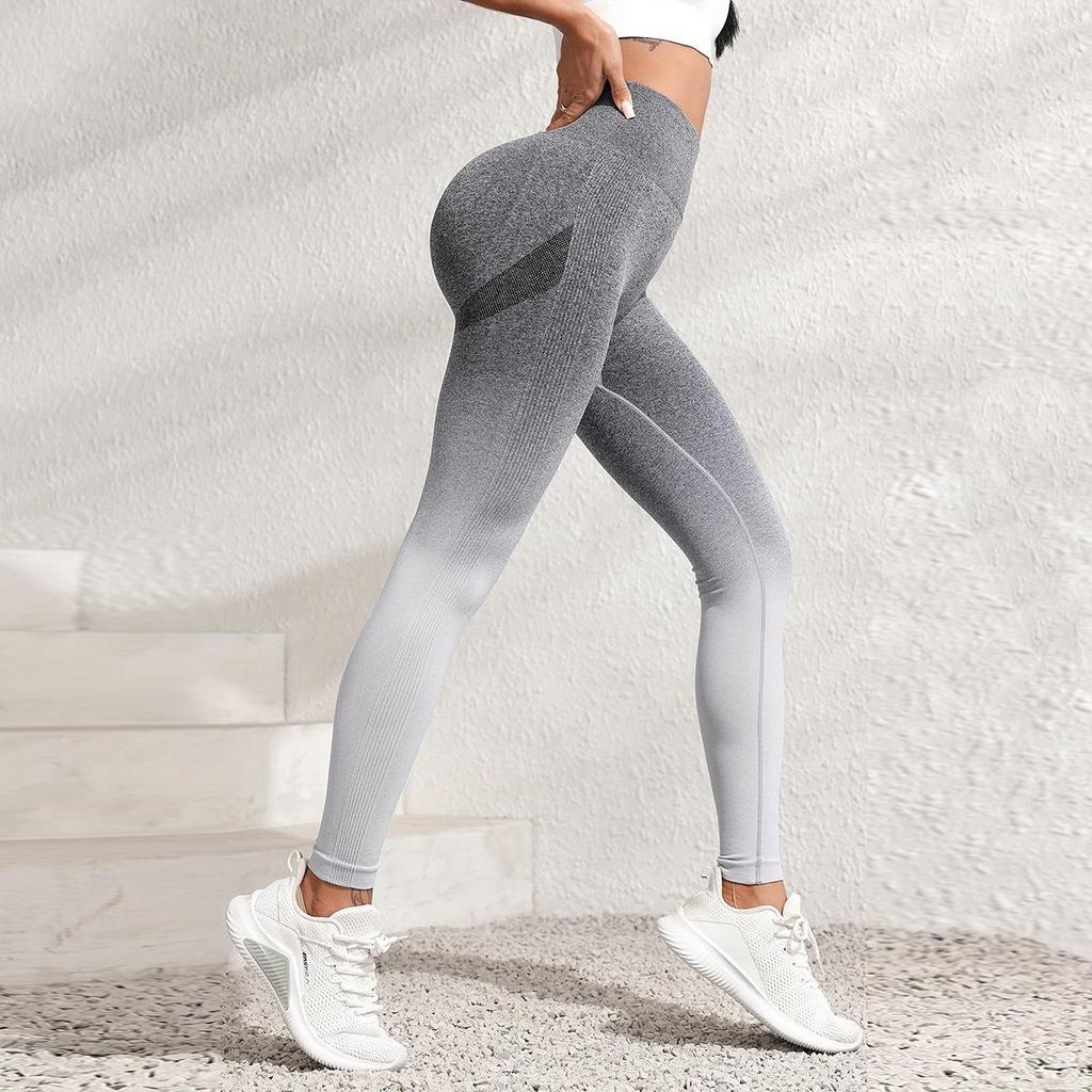 European & American Seamless Gradient Tie-dye Women's Yoga Pants - Quick-drying, Hip-shaping, Knit Sportswear