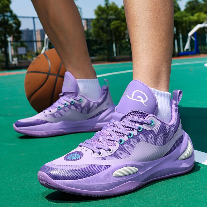 Youth Shock Absorption, Wear-resistant and Non-slip Low-top Practical Basketball Shoes for Men and Women 2025 New Thick-soled Breathable Sports R