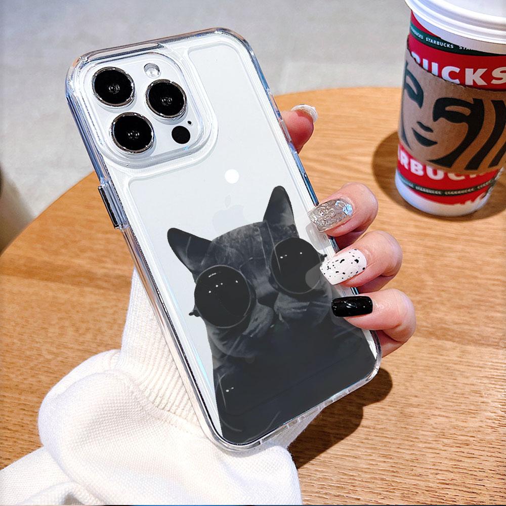 Cool Black Cat with Sunglasses Phone Case for IPhone 17 15 16 14 13 12 11 Pro Max  Plus 12 13 Mini TPU Protect Cover