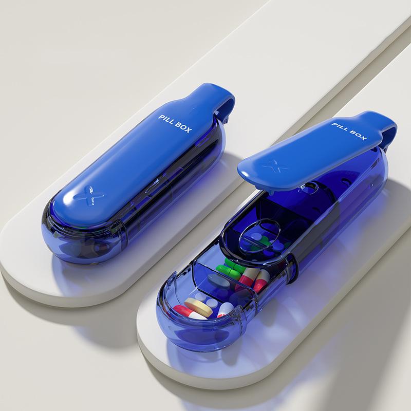 2 in 1 Portable Pill Storage Box 4 LayersEasy Pill Extractor Dustproof Container Storage Tablets Vitamins Small Medicine Box