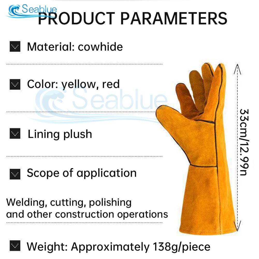 1 Pair Men Women Cowhide Work Gloves Garden Welding Security Protection Safety Working Mechanic For Multipurpose,Wear Resistant