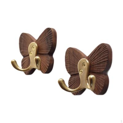 2x Hölzerne Schmetterling Wandhaken Schlüssel Stabil Einzigartige Dekoration Einzelpack Mantel