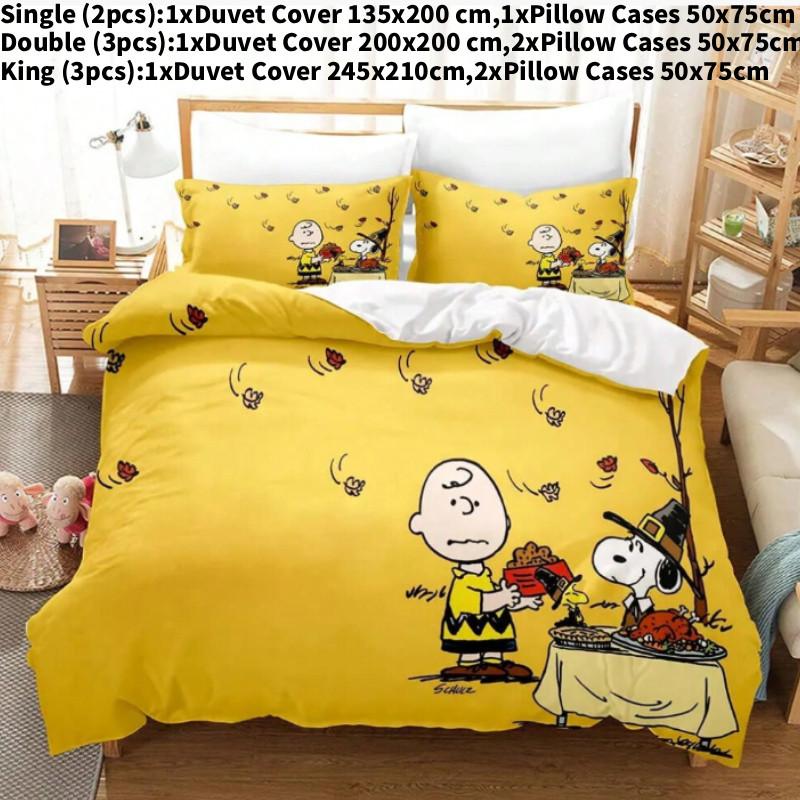 Digital Cartoon Print Duvet Cover Pillowcase Set Bedroom Gift Bedding