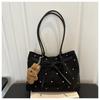 Polka Dot Retro Underarm Tote Bag with Bow - Summer 2026 Trend, Women's Large Capacity