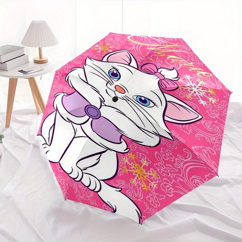 Marie,Aristocats Automatic Opening and Closing Umbrella - 8-rib Folding Design, Lightweight and Portable, Suitable for Daily Business Use, P