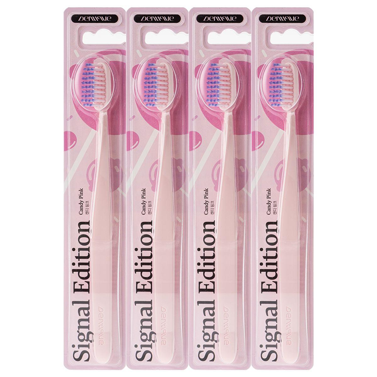 4 Candy Pink Fine Bristle Toothbrushes