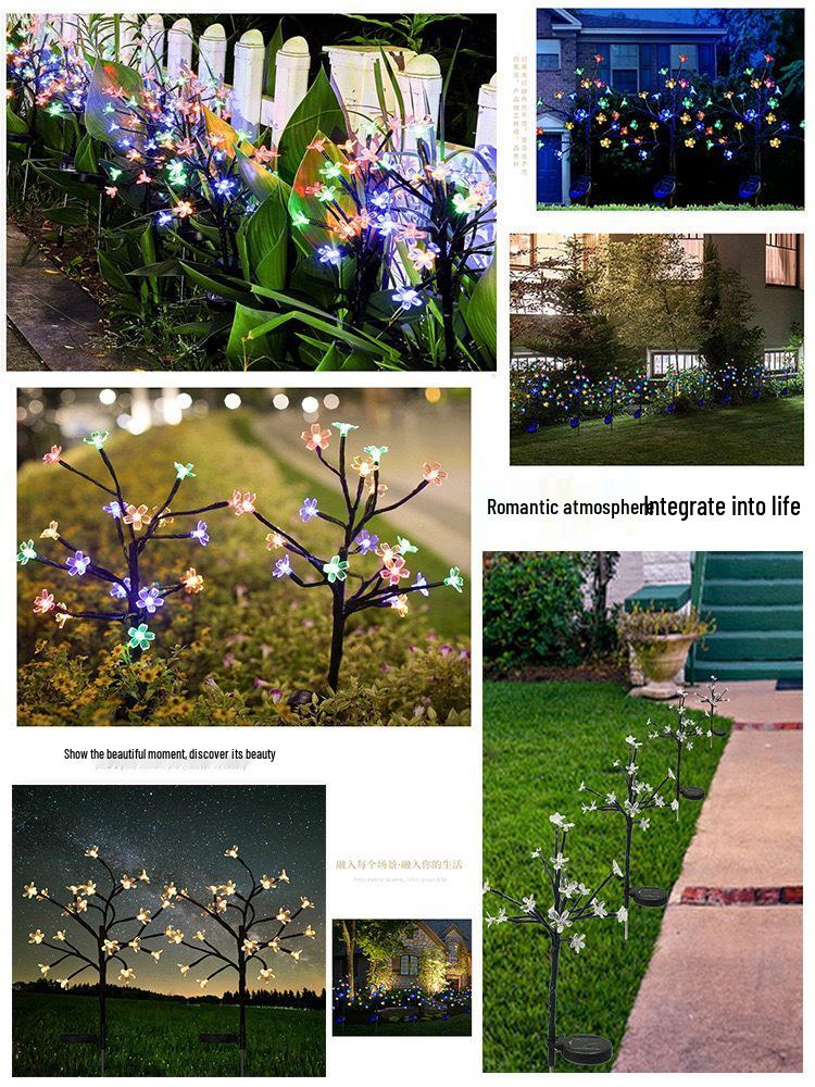 Cross-Border LED Solar Cherry Blossom Firework Lights for Garden and Courtyard Decoration