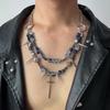 Deep Sea Starry Sky Punk Men's Y2K High-End Beaded Necklace - Handmade Sweater Chain