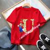 Super Mario  Anime Birthday Lucky letter AZ Print T Shirt Cute Children Clothing Tops Toddler Tees Casual Clothes Tops Tees