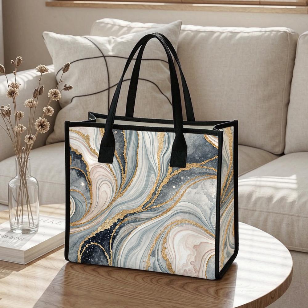 Marble Pattern Tote Bag Elegant Handbag for Daily Use Fashion