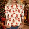 Women's Fashion Casual Christmas Print Three-Quarter Sleeve Neck T-Shirt