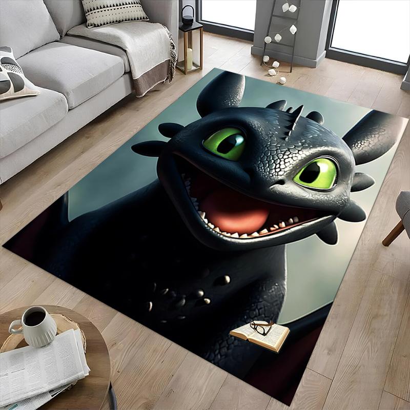 Dragon'S Friendly Smile Carpet For Playroom Bedroom Living Room Sofa Home Decorkids Game Area Rug Nonslip Floor Mat