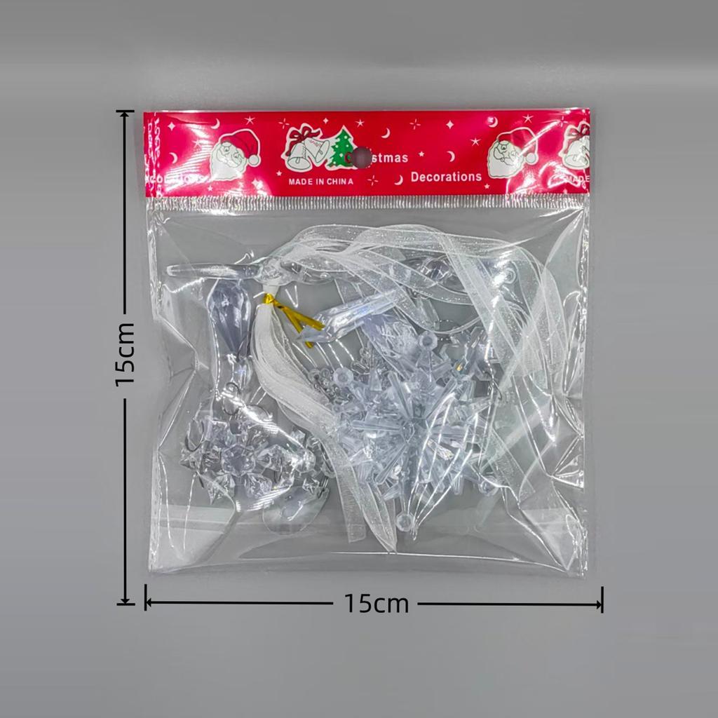 10 Pcs Christmas Tree Pendants with Strings Hanging Acrylic Snowflake Icicle Ornaments for Xmas Tree Home Party Supplies