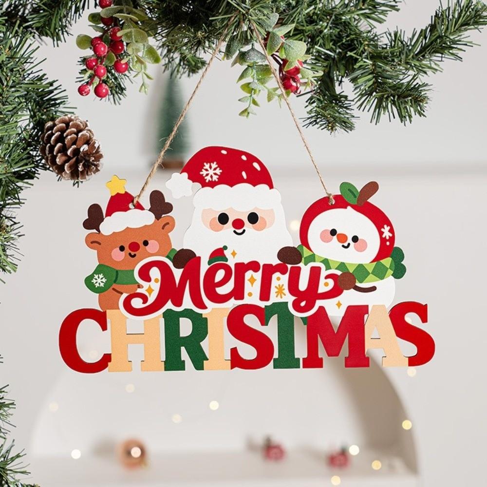 Reindeer Christmas Ornaments Wooden Xmas Wall-mounted Pendants Christmas Door Hanging Wall Decor
