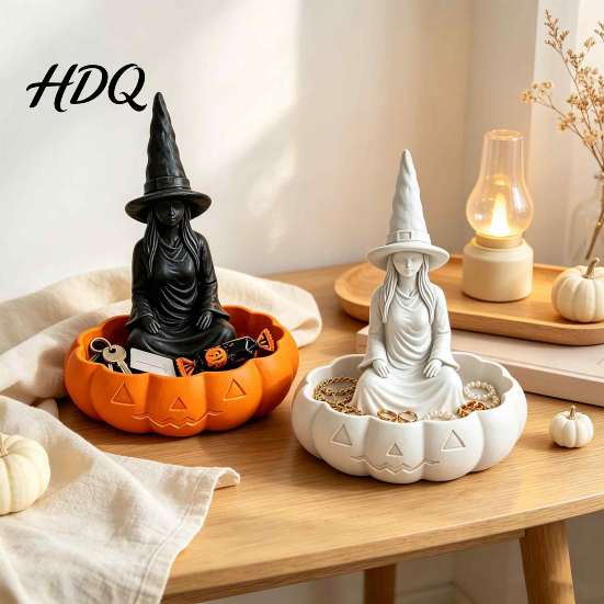 Desktop Sundries Holder for Women Halloween Witch Jewelry Dish Gothic Trinket Retro Themed Gift Storage Tray Rings Keys Home Office Decor Party Table