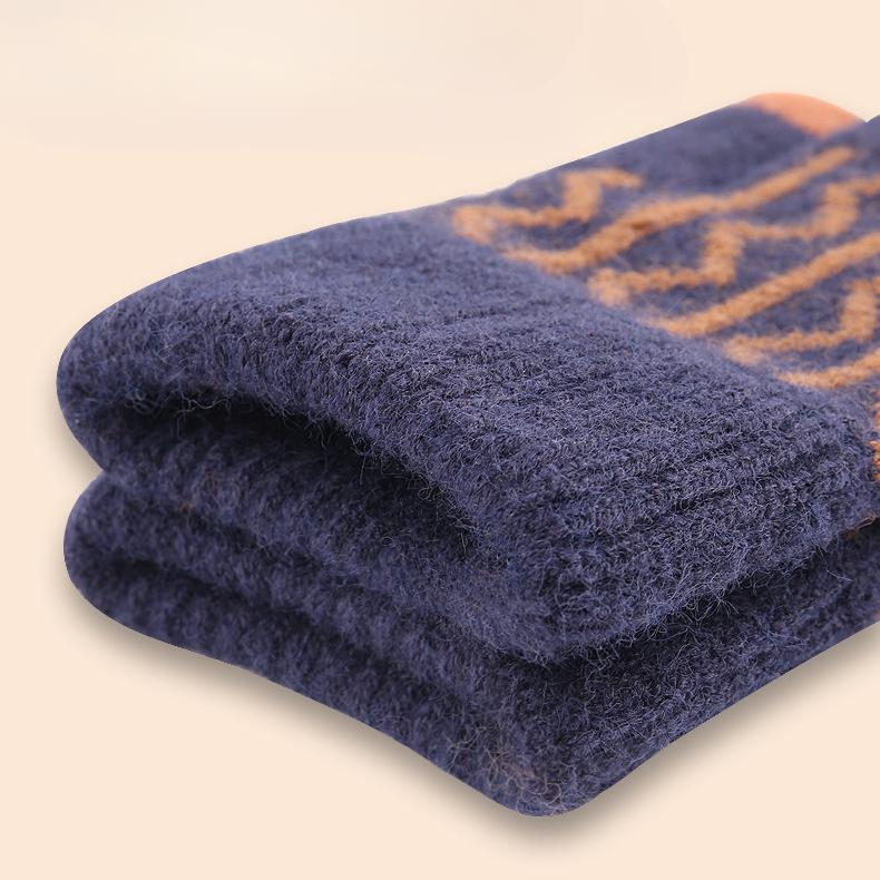 Thick Velvet Gloves for Warmth Men's Gloves for Winter Jacquard Knitting Gloves Touch Screen Cold Resistant Gloves