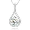 Luxury Women Party Gift Jewelry 925 Sterling Silver 5mm-10mm Moissanite Diamond Iced Out Halo Teardrop Pendant Necklace