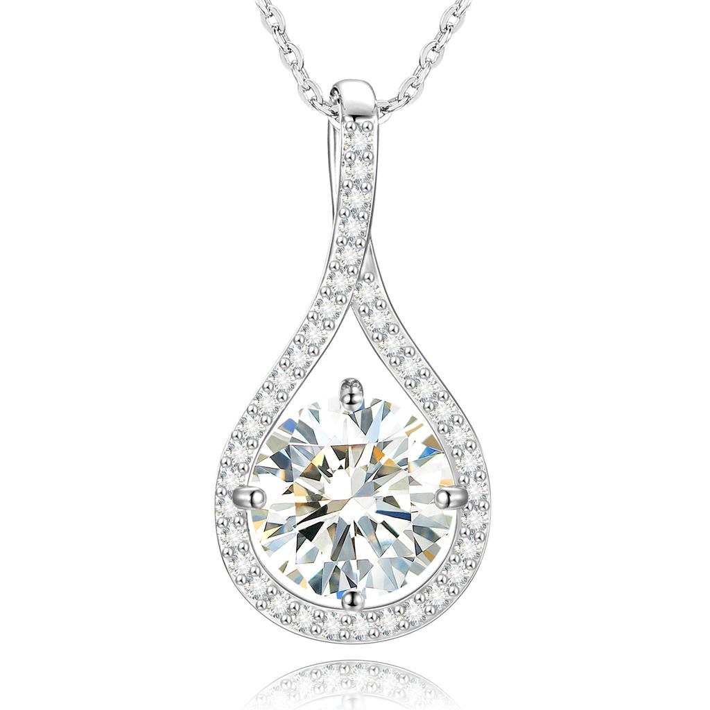 Luxury Women Party Gift Jewelry 925 Sterling Silver 5mm-10mm Moissanite Diamond Iced Out Halo Teardrop Pendant Necklace