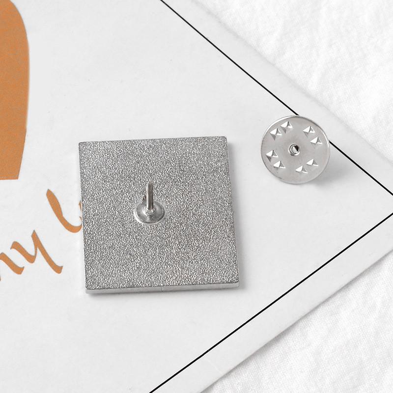 Creative Unique Alphabet Square Brooch Warning Sign Please Do Not Approach Fashion Pin