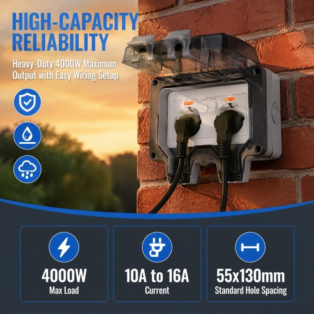 PC Material Outdoor Wall Socket IP66 Waterproof Weatherproof Socket  Outdoor