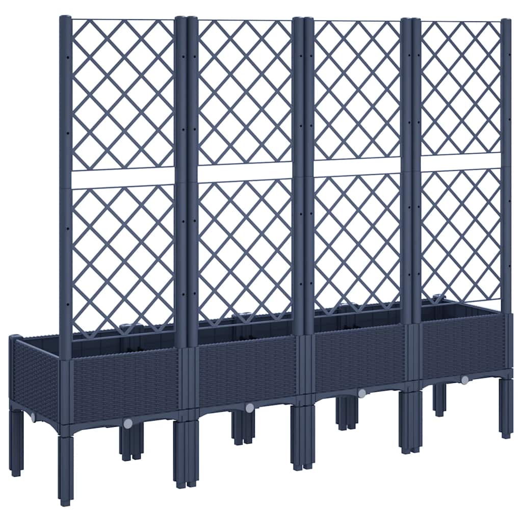 Planter with Trellis Blue Gray 160 X 40 X 142 Cm PP