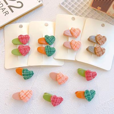 2 tk beebi juukseklambrid armsad südamestiilis klambrid väikelapsele tüdrukule Kawaii Kid Bang küljeklambrid väikese tüdruku juukseaksessuaarid